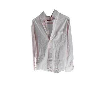 Izod Pink White Striped Long Sleeve Button Down Shirt Men's Size Medium